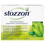 Stozzon Chlorophyll-Dragees 20 mg überzogene Tabletten – Mundgeruch und Körpergeruch wirksam vorbeugen – 100 Dragees