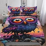 GGJJTT Eule Tröster Abdeckungsset 3 Stück Bettbezug Bettwäsche Set Für Jungen Mädchen Schlafzimmer Deckenbezug Mit Kissenbezug King220x240cm