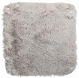 Brandsseller Sitzkissen Teppich 38 x 38 cm Lammfelloptik quadratisch Kunstfell Fellimitat Langflorteppich Lammfellauflage Schaffellimitat - Hellgrau