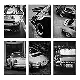 SSLGLS100 Auto-Poster, Wandkunst, Dekoration, 911, klassische Vintage-Poster, Schwarz-Weiß-Druck, Gemälde, Bilder für Männer, Wohnzimmer, Schlafzimmer, ästhetische Dekoration, ungerahmt, 20,3 x 30,5