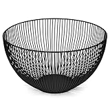joeji's Kitchen Obstkorb für die Küche mit Kratzfesten - Anti-Rutsch-Pads - Obstschale modern - 25cm großer offener Obstkorb - Obst und Gemüse Aufbewahrung - Schwarz