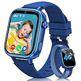 Sanorum Smartwatch Kinder, 4G Kinder Smartwatch mit GPS und Telefon, SOS-Funktion, Videoanrufen, Nachrichten, Schulmodus, Wecker, Kamera, Schrittzähler, IP68 Wasserdicht Kinderuhr Mädchen Jungen Blau