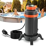 Fiqops Poolheizung Elektrisch, Ø 29 x 42 cm Pool Heizung Elektrisch,Poolheizung für Meisten Kleinen Pools,Leckageschutz, Kippschutz, Flammhemmend Material,Schnittstelle 32-38 mm,Heizung bis zu 45°
