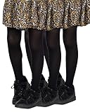 looksy 3er-Pack einfarbige schwarze Strumpfhosen für Mädchen, 40 DEN, blickdichte, weiche Mikrofaser, Kinderstrumpfhosen mit Fuß, für Freizeit, Tanz, Schule, Ballett, Set mit 3 Paaren, Nero 122/128 cm