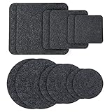 12stk Pflanzen Filz Untersetzer Filzuntersetzer Tischuntersetzer Glasuntersetzer Untersetzer Blumentopf Tisch Untersetzer Waschbare Pflanzentablett Deko Filz Set, Ø 4/6/8 Zoll, Schwarz (Rund, Eckig)