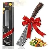 Wakoli EDIB Nakiri Messer aus echtem Damaststahl (VG10 Kern) mit 17,5 cm Klinge – Scharf, präzise & ergonomisch – Damastmesser mit Pakkaholzgriff in Geschenkbox – Küchenmesser für Julienne & Brunoise