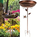 Vogeltränke Stehend Φ 30 x 80 cm Ultra Rostfrei Robust Langlebig Vogelbad Garten Metall Vintage Vogeltränke Futter Metal Bird Bath for Outside Groß Frostsicher Winterfest Vogeltränke