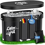 CalmMax Ovales Eisbad XL mit Abdeckung - Faltbare Badewanne Erwachsene, Isolierte Eistonne für Innen und Außenbereich, Kältetherapie für Athleten, Ice Bath/Cold Plunge für Zuhause
