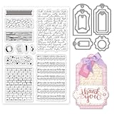 INFUNLY 2 Stück Marmor-Textur, Durchsichtiger Stempel Und Stanzformen, Musiknoten, Silikon-Stempel, Tag, Stanzer, Wandhintergrund, Rahmen, Gestanzt Für Kartenherstellung, Scrapbooking