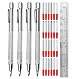 Eighosee Wolframkarbid-Reißnadel mit Magnet, Metallritze, mit Extra 24 Ersatzmarkierungsspitzen und Stahllineal. Silberne Wolframkarbid-Reißnadel, 4er-Pack