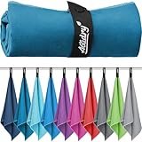 Actidry Mikrofaser Handtuch - XL/L/M Handtücher - 10 Farben Bunt&Dunkel - leicht schnelltrockend hochsaugfähig - Microfaser Sporthandtuch Fitnesstuch Wandern Camping - M 70 x 140 cm - Petrol-Blau