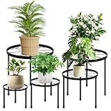 TOSAVGA 5 Stück Pflanzenständer Set, Blumenständer Metall Rund, Anti-Rost Blumenhocker Pflanzenregal, Pflanzenhocker für Innen Außen, Blumentisch für Haus & Garten Dekoration, Blumengestell