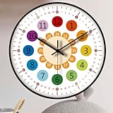 Kinder Wanduhr ohne Tickgeräusche: 20cm wanduhr Lernuhr Kinder Wanduhr Wanduhr Kinderzimmeruhr für Mädchen und Jungen für Kinderzimmer, Küche, Wohnzimmer, Schlafzimmer, Büro