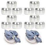 HuaLiSiJi Serviettenringe Silber12 Stück Serviettenringe Weihnachten, für Weihnachten Thanksgiving Hochzeitsfeier Familienessen (12, Silber)