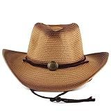 LLHCF Western-Strohhut Cowboyhut Strohhut für Herren Tavelhut Außenseiterhut Strohhut Fedora-Hut Strohhut Panamahut