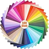 VGOODALL 500 Blatt Transparentpapier Bunt, 40 Farben Seidenpapier Tissue Paper Glanzpapier zum Basteln Bastelpapier für Geburtstag Hochzeit Weihnachten Dekoration Verpackung (29x20cm)