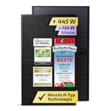 Solakon Solarmodul 450W, bifaziales monokristallines Solarpanel, 40v Photovoltaik Solarmodule/Solar Module für Balkonkraftwerk/Solaranlage 400w/500w Solar Panel für Photovoltaik Komplettanlage (1 Stk)