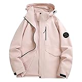 Regenjacke Damen Winddichte Wasserdicht Leicht Atmungsaktiv Wanderjacke mit Kordelzug Kapuze Windbreaker Damen Leicht Outdoor Jacke Einfarbig Softshell Übergangsjacke mit Reißverschlusstaschen