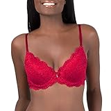 Smart & Sexy Damen Signature Lace Bra Push-Up-BH, Durchsichtig, Nein Nein Rot, 75A