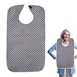 Kustimantu Bibs Erwachsene für Frauen, Lätzchen für Erwachsene zum Essen, für Lebensmittel mittleren Alters, waschbar, wasserdicht, wiederverwendbar, mit Krümelsensor, braun, Se référer au descriptif