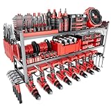 GUANYISTO Ebenen Werkzeug Wandhalterung, Werkzeugspeicher Aufbewahrung für 4 Elektrowerkzeug, Werkzeug Wandhalterung für Garage