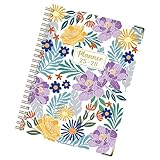 Ringelnotizbuch, A5 Notizbuch, A5 Dickes Tagebuch, florales Design, Englischer Notizblock Juli 2025-Juni 2026 für Skizzieren, Bullet Journaling, Notizen, College, Recht, Arbeit, Forschung