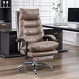Ergonomischer Chefsessel mit hoher Rückenlehne und verstellbarer Fußstütze, Lendenwirbelstütze und Armlehnen – bequemer Manager-Drehstuhl in