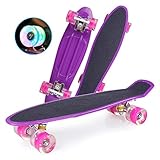 N/T 22 Zoll Cruiser Skateboard Retro Komplettboard Cruiser-Board Mit LED Leuchtrollen Retro Skate Board Für Erwachsene Kinder Jungen Mädchen