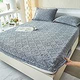 Matratzenschoner Plüsch Spannbettlaken, Atmungsaktive Bettwäsche aus Gebürsteter Milch-Samt, mit Gummizug Farbecht für 30CM Hohe Matratzen(Gray,120 * 200cm)