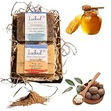 Lucknel® Naturseife Geschenkset 2er Set handgemacht aus 100% natürlichen Zutaten Honig & Ringelblume mit Sheabutter, Walnuss & Kamille mit Totes-Meer-Tonerde aus Familien-Manufaktur seit 18 Jahren