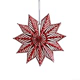 Zeroupshop Weihnachtliche Papierstern-Hängeornamente, festliche Dekorationen, für Feiertagsversammlungen, 30 cm, 40 cm, weiß, rot, rosig, platzsparend, faltbar, einfache Installation (30 cm rot)