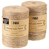 H&S 2X Juteband 183m Schnur - 2er Set Jute Garn - 3mm Starkes Kordelband - Juteschnur Paketschnur Jutegarn - Bindfaden Gartenschnur aus Naturfaser - Jute Schnur Band Reißfest