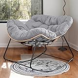 FSDFKPOP Schaukelstuhl for draußen, Eierstuhl for die Terrasse, Papasan-Stuhl for drinnen, moderner Royal-Stuhl for Schlafzimmer, Wohnzimmer, Veranda, Garten, grau(Gray)