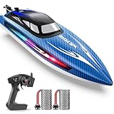 WeFone RC Boot für Kinder,2,4 GHz ferngesteuertes Boot mit LED-Lichtern, 40 Minuten Spielzeit, Wasserdicht & Kentersicher, Ideales Wasser-Spielzeug für Pool & See, Geschenk für Jungen ab 8 Jahren