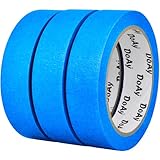 DOAY Blaues Malerkrepp 3er-Pack – 24 mm Breites Malerband, Rückstandsfrei Abziehbar, Starke Haftung für Innen & Außen – Ideal für Malerarbeiten, Beschriftung & Kunst – 90 m Gesamt