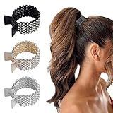 3 Stück Haarspangen Damen Haarklammer Metall, Strass Haarspangen Halter Hoher Pferdeschwanz Rutschfest Modische für Dickes Dünn Haar (Gold, Silber, Schwarz)