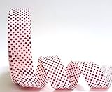 Byetsa Schrägband, 18 mm, Rot gepunktet, 3 m Länge (Bitte beachten Sie: Dies ist ein Schnitt von einer Rolle), ideal für Wimpelketten, Bastelprojekte, Näharbeiten