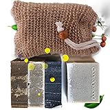 Seife Fest Seifensäckchen Duschseife Männer Naturseife Festes Duschgel mit Sisal Seifenbeutel - Seifen Set - Handgemachte Feste Seife Handseife Fest Kernseife Natur Seife Männer 4x Seife Stück