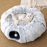 FURRYPAWS Katzentunnel XXL 3-in-1 für Katzen – 160cm Tunnel & Katzenbett, Verstellbar (S/C/Rund), Atmungsaktiv, Stabiler Metallrahmen, Klappbar, Ideal für Große Katzen & Kleintiere