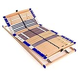 Stabiler Lattenrost 100% BUCHE - Kopf- und Fußteil verstellbar - SCHULTERFRÄSUNG, 7 Zonen, 44 Federleisten, Härte-Regulierung, Mittelgurt - Comfort 44® Vario - 100% fertig montiert (100x200cm)