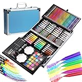 Halobios Kunstset, 144-teiliges Deluxe-Malset im Aluminium-Kunstkoffer mit Aquarellstiften, Buntstiften, Farben, Ölpastellen, Mal- und Zeichenbedarf, Geschenk für Künstler und Erwachsene