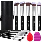 Makeup Pinsel BEAKEY Foundation Pinsel Blending Face Powder Blush Lidschatten Pinsel Geschenk für Damen und Mädchen Pinsel-Sets mit Schwamm und Pinsel-Reinigungsei (10+2pcs, mit schwarzem Pinseletui)