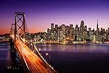 VLIES Fototapete-250x186 cm-STÄDTE-(PF4791)-Stadt USA San Francisco Brücke Nacht Skyline Panorama GEBÄUDE Wandbild Wandtattoo Poster Dekoration