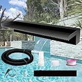 Weejian Teich Wasserfall Spillway Pool Brunnen Wasser Feature, Schwarze Edelstahl Brunnen im Freien, Schwimmbad Wasser Fluss Wasserfälle Kit für Garten Patio Teiche-60x20x10cm (KEIN Licht)