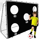 TRIZAND Fussballtore für Garten Kinder mit Zielwand 240x170x85 cm - Fußballtor perfektes Training für Kinder und Jugendliche - Torwand mit 5 Schusslöcher - Stabiles Stahlgestell 21268