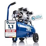 NTG Silent Druckluft Kompressor 1470W Starke Leistung 24 Liter Tank 9 Bar Ölfrei | besonders leise und flexibel einsetzbar mit 2 x Manometer und Druckregler