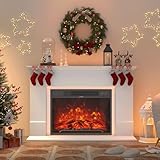 GRAVFORCE Elektrokamin 23 inch Elektrischer Kamin mit LED 3D Realistischer Flammeneffekt Erwärmungsfreistehender mit Timer und 12-Farb-LED-Lichtband und Fernbedienung Standkamin weiß
