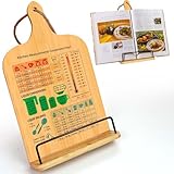 Kochbuchhalter Holz, Buchständer Küche, Buchhalter Wand, iPad Tablet Ständer, Einstellbares Schneidebrett Style, Vintage Deko - Braun