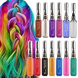 13 Stück Haarkreide Auswaschbar Kamm für Mädchen, Temporär Auswaschbare Mascara Set für Kinder, 13 Farben Halloween Haarfarbe, für Karneval, Cosplay, Party, Weihnachten Halloween Geburtstag