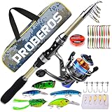 icyant Teleskop Angelruten und Rollen Kombi Set, Angelruten-Set mit Angelschnur/Angelköder-Zubehör/Tragetasche, Angel-Spinnruten Rollen-Kombi-Set für Salzwasser-Süßwasser